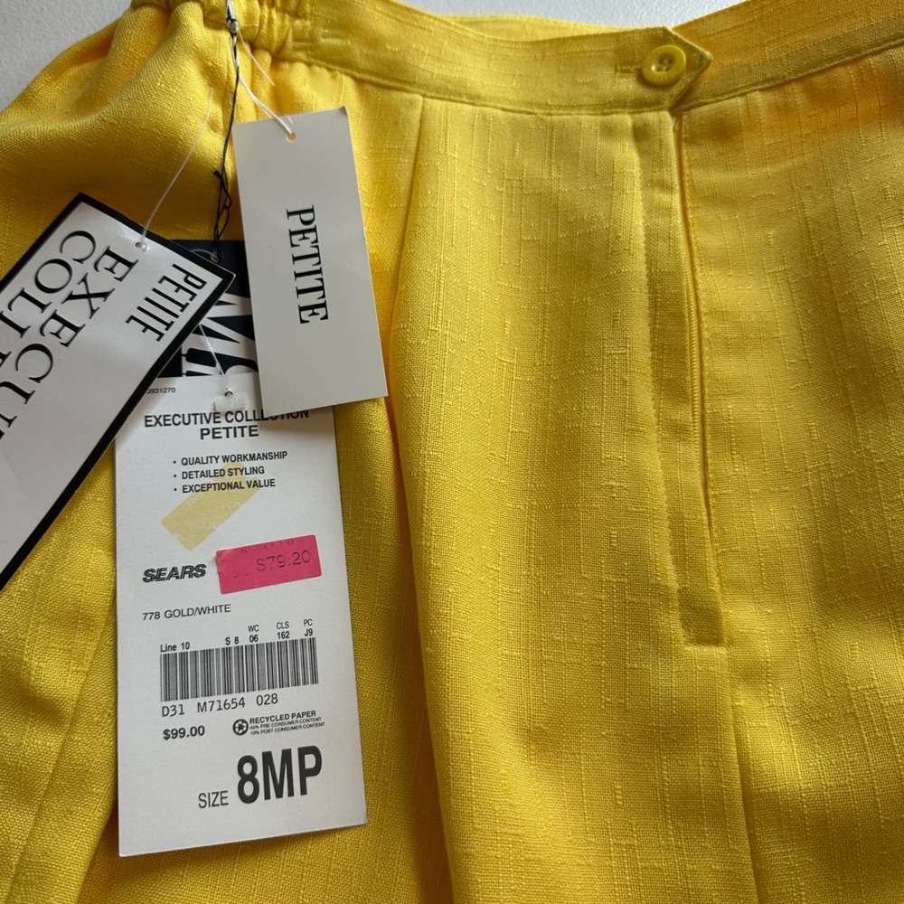 Morgan Miller Yellow Rayon Polyester 2 Pc Skirt Suit Size 8 Petite Career - Picture 10 of 16